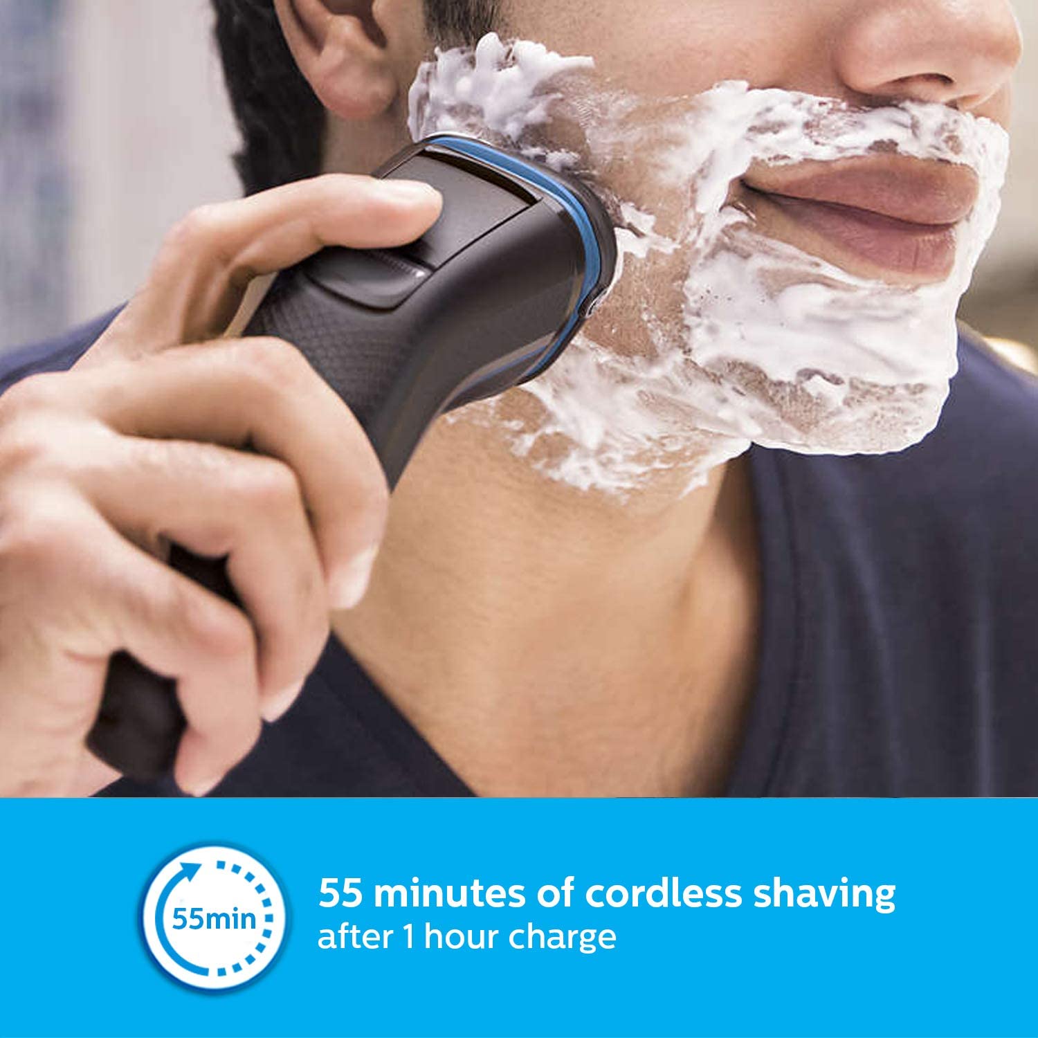 Philips Cordless Electric Shaver S3122/55, 5D Pivot & Flex Heads, 27 Comfort Cut Blades, Fast Charge, Up to 55 Min of Shaving