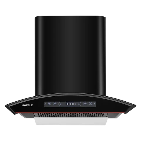 Hafele Renata Curved 60 Filter-Free Auto Clean Chimney | 60cm | Black Curved Glass