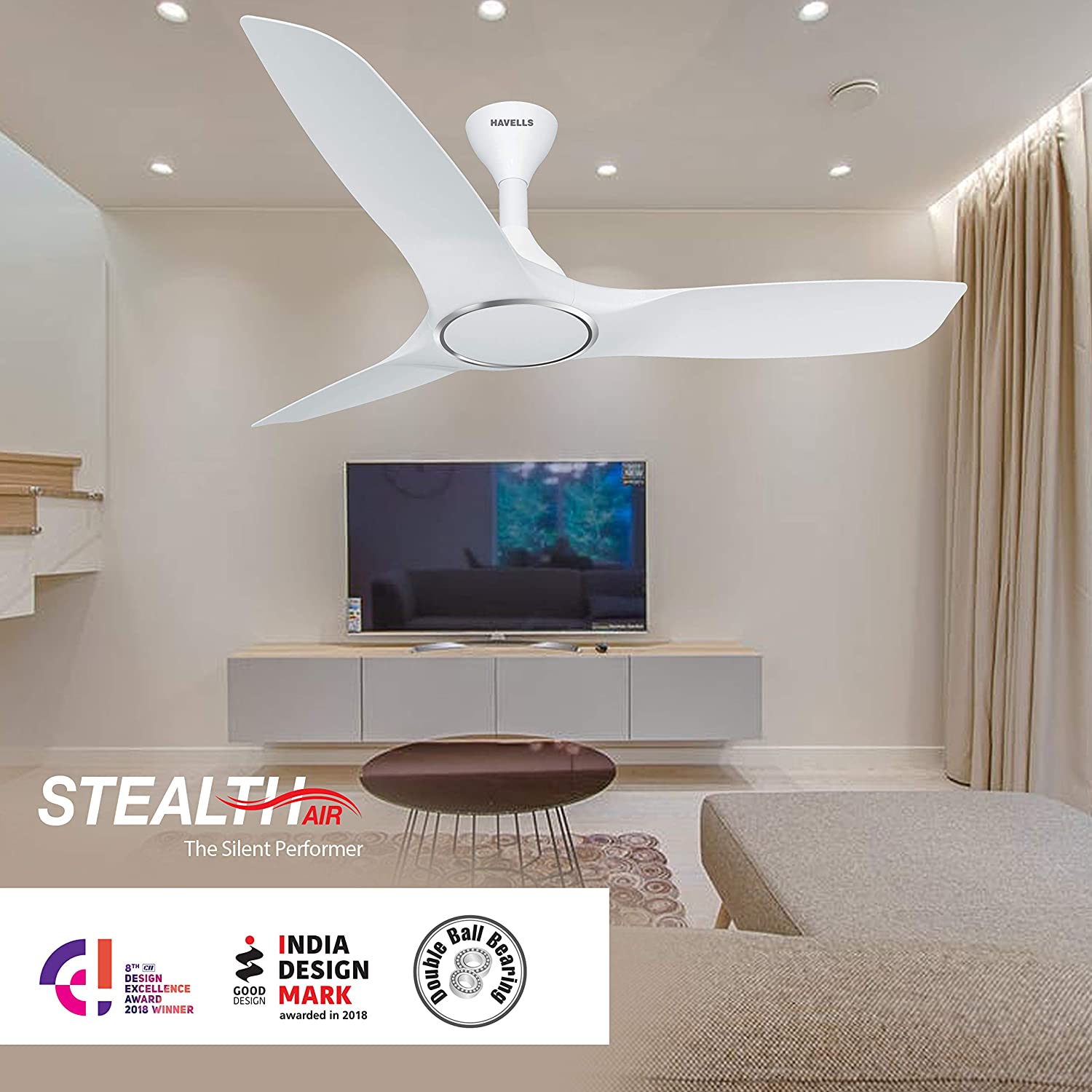 Havells Stealth Air 1200mm Ceiling Fan Elegant White
