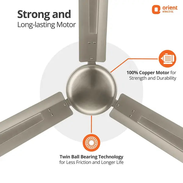 Orient Electric 1200mm Quasar Electroplated Decorative Ceiling Fan Pewter Finish