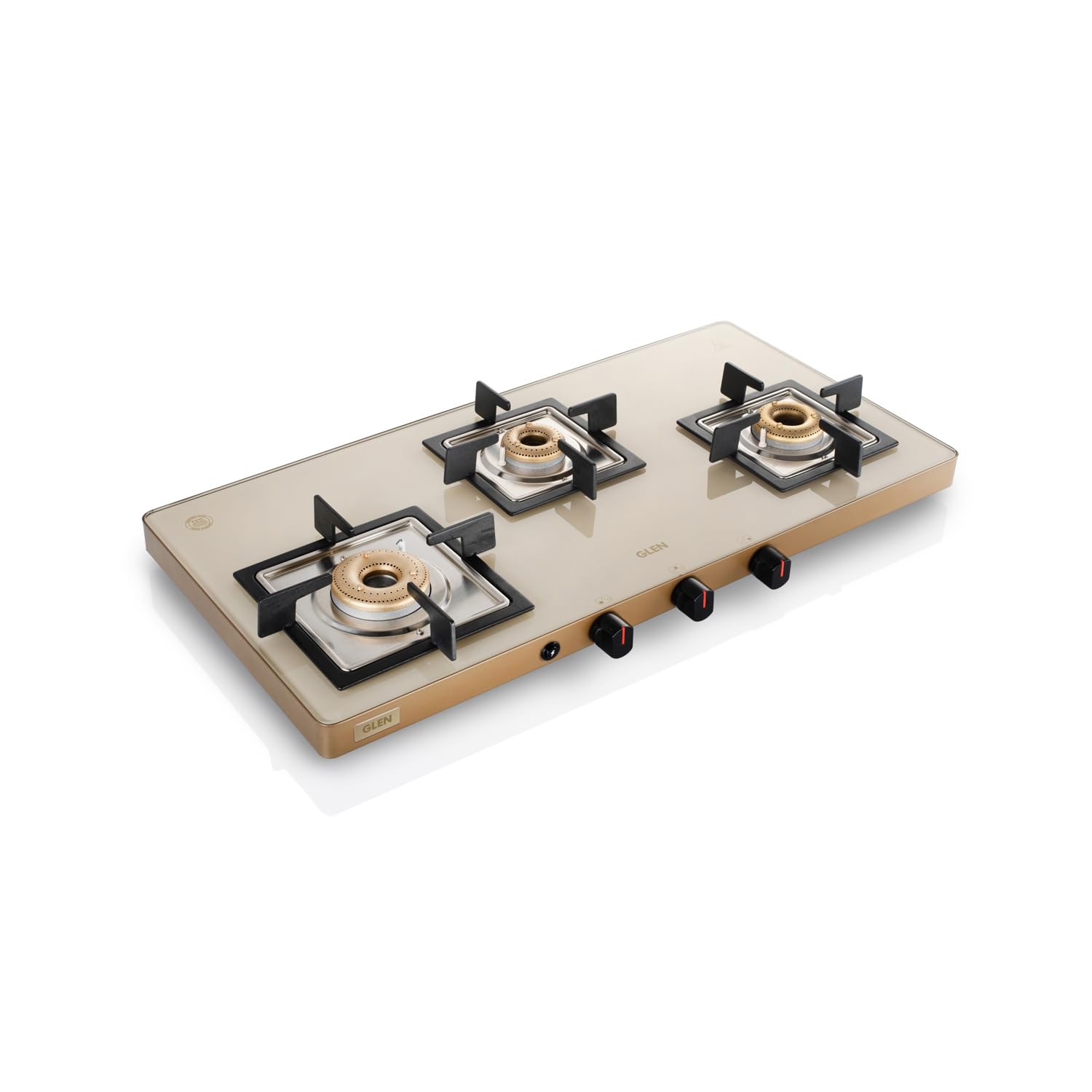 Glen 3 Burner Toughened Glass Top | Ultra Slim Lpg Gas Stoves | High Flame Forged Burner | Manual Ignition | Isi Certified | Revolving Inlet Nozzle |1035 Us Ac (Auto Ignition) - Multicolor