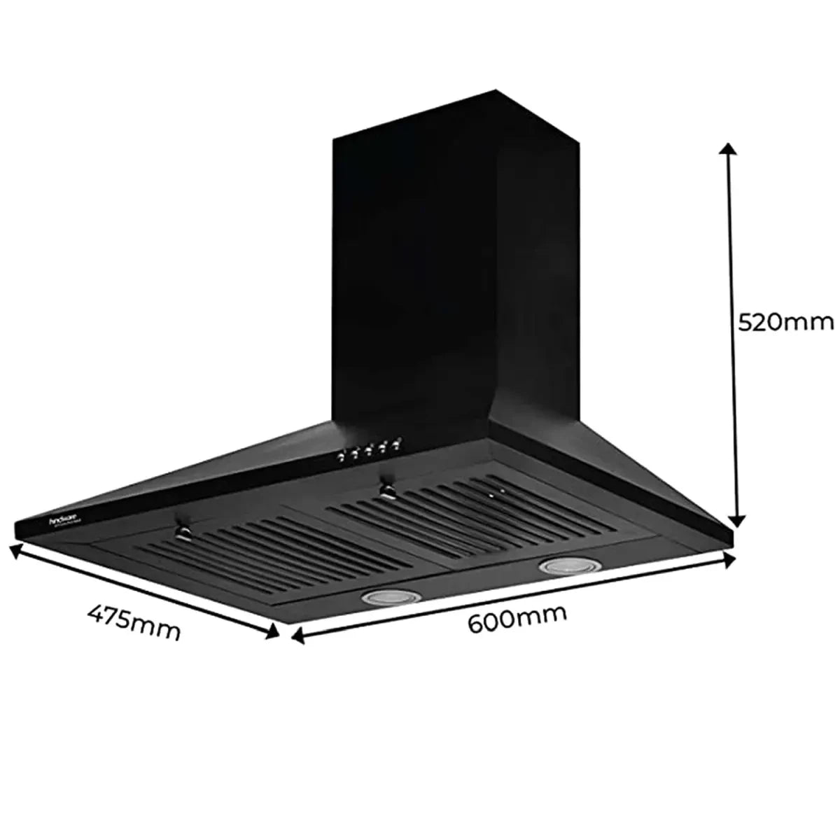 Hindware Marvia 60 cm 1000 m/hr Pyramid Kitchen Chimney With Double Baffle Filter (Black) (C100321)