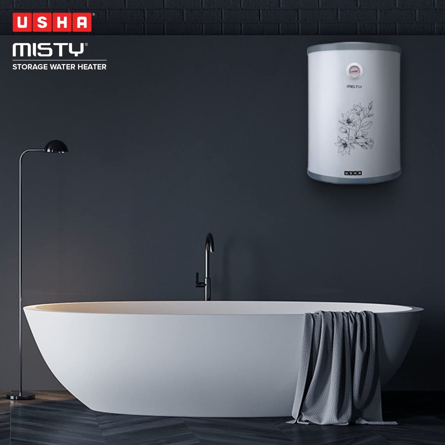 Usha Misty 25 Ltr 2000-Watt 5 Star Water Heater Grey Magnolia