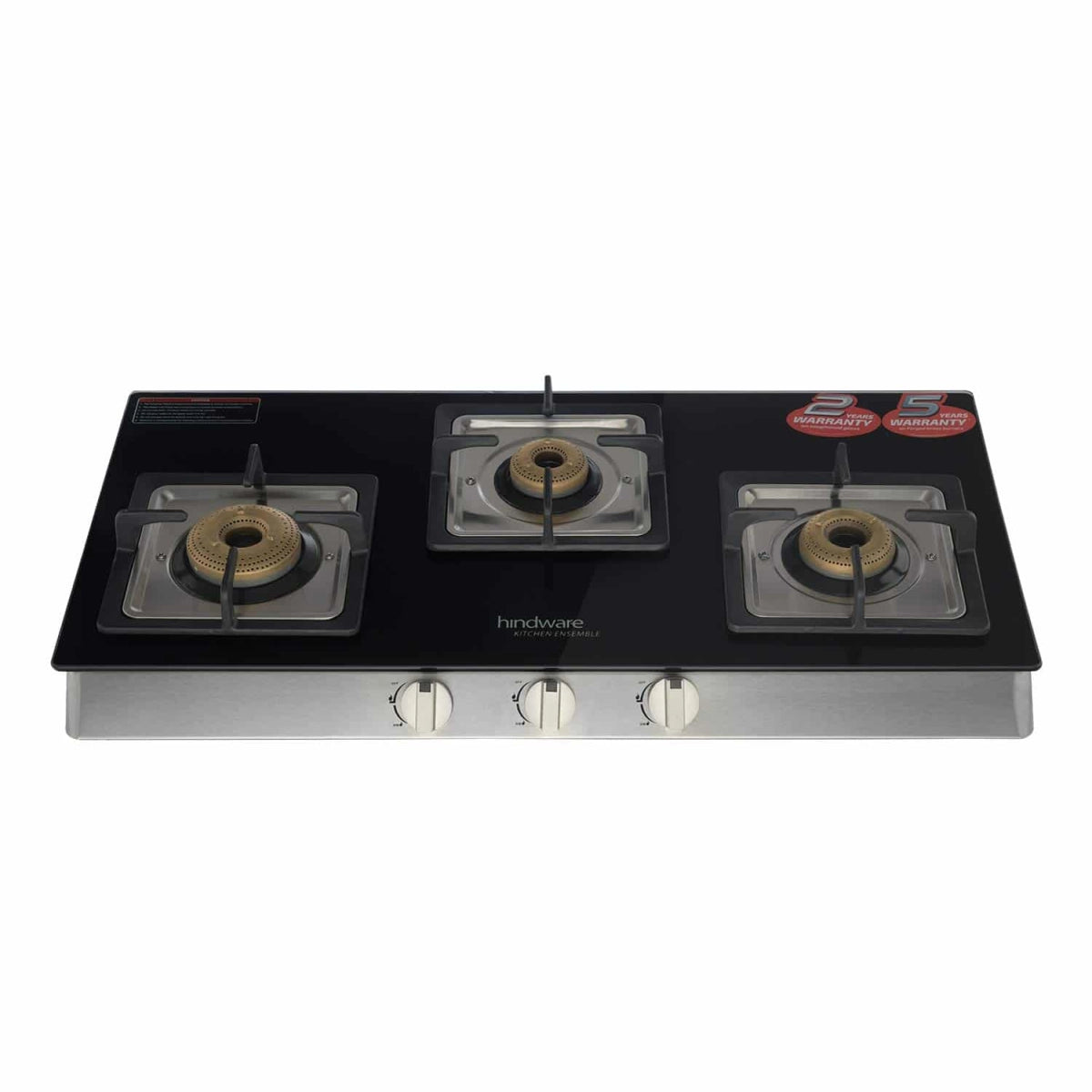 Hindware Lorenzo 3B - 3 Forged Brass Burner Gas Stove (Black)