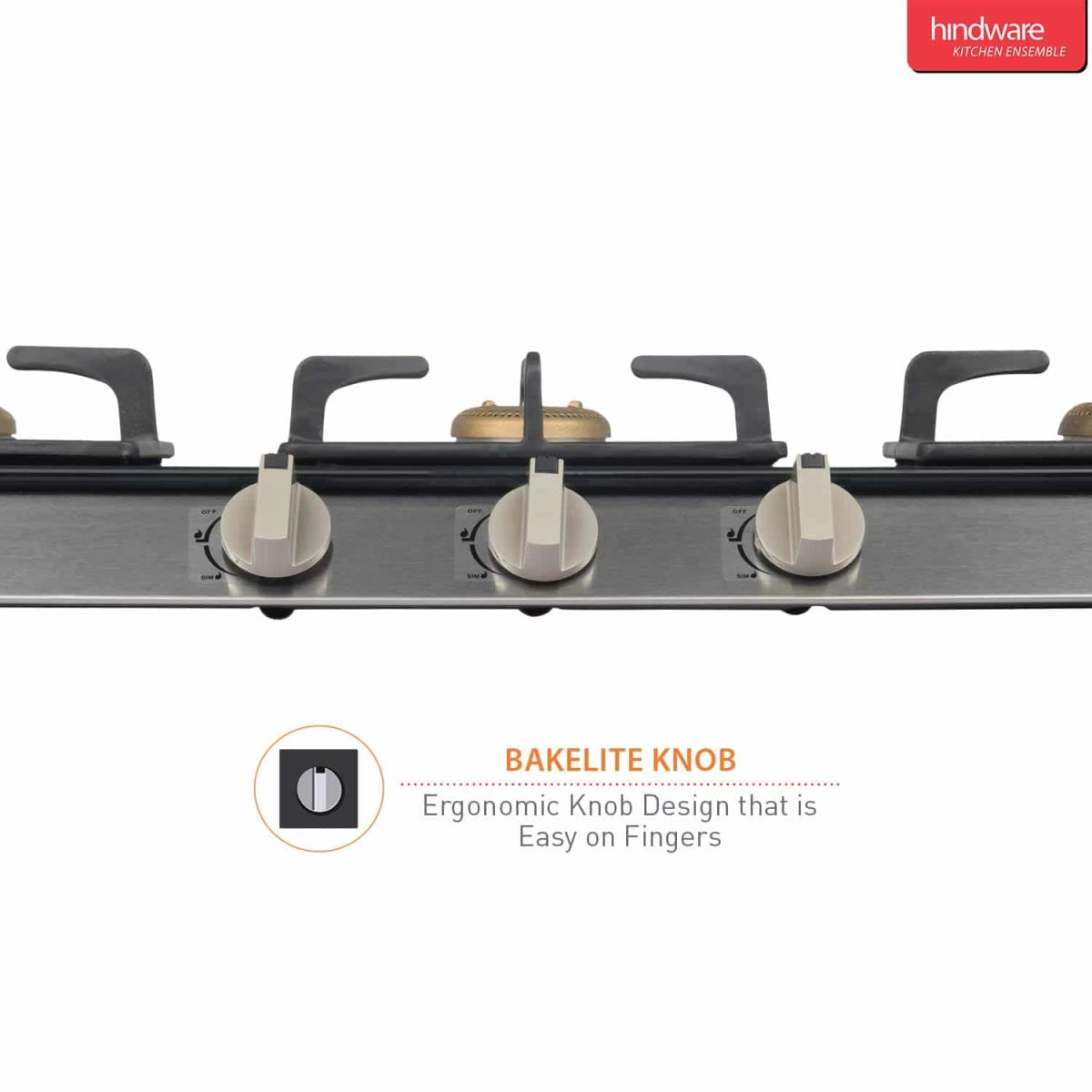 Hindware Lorenzo 3B - 3 Forged Brass Burner Gas Stove (Black)