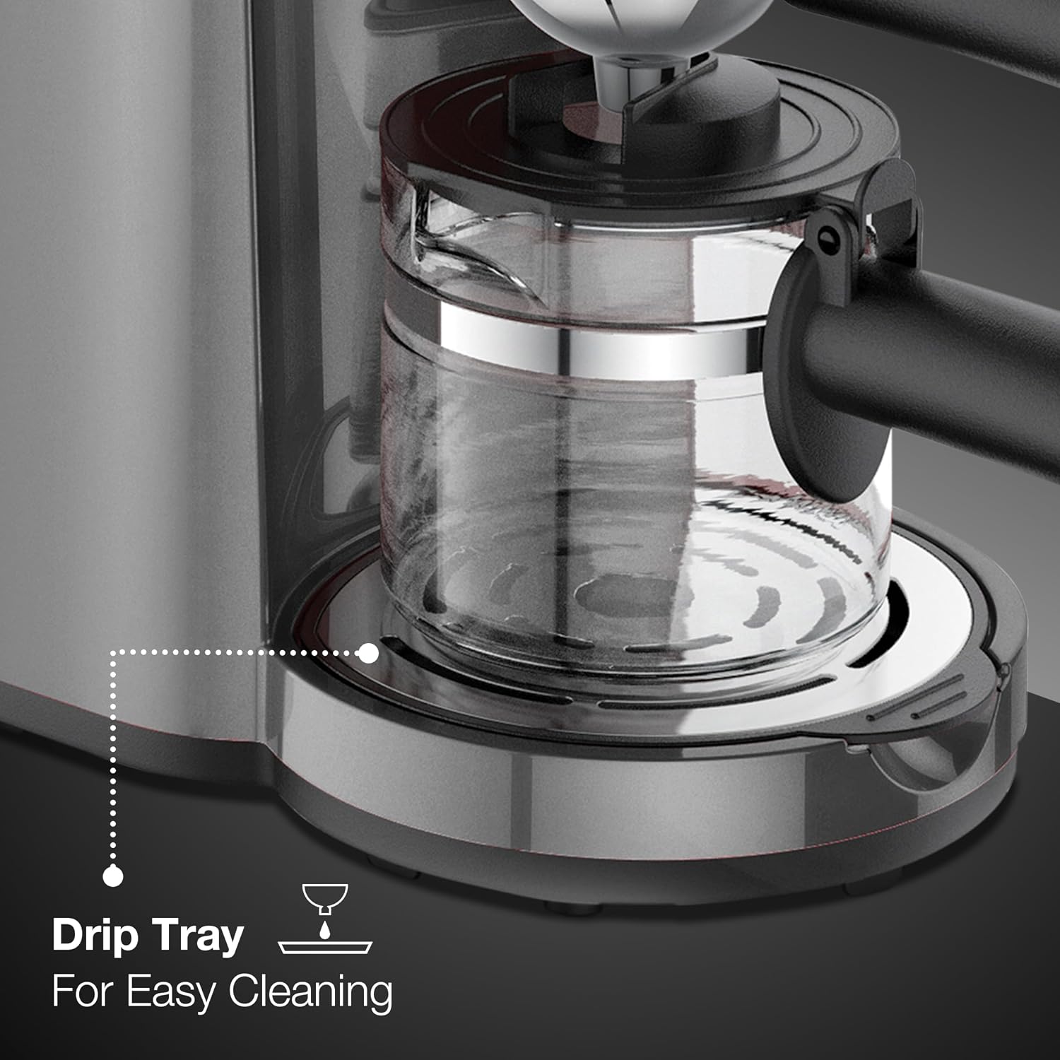 KAFF VIENNA 800 Watts Espresso, Cappuccino and Latte Coffee Maker, Glass Carafe Jar, 750W, with Automatic Pressure-Release, Over-Heat and Over-Pressure Protecting Device (Black)