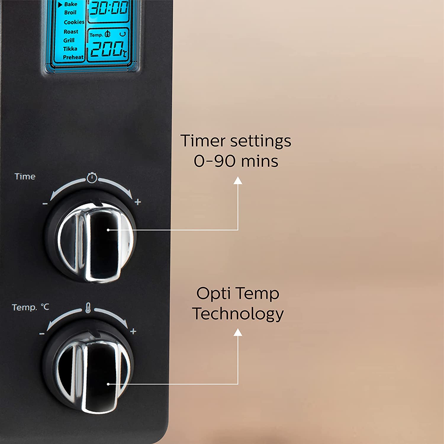 Philips OTG Oven Toast Grill 25L with Opti Temp Technology - HD6975/00, black