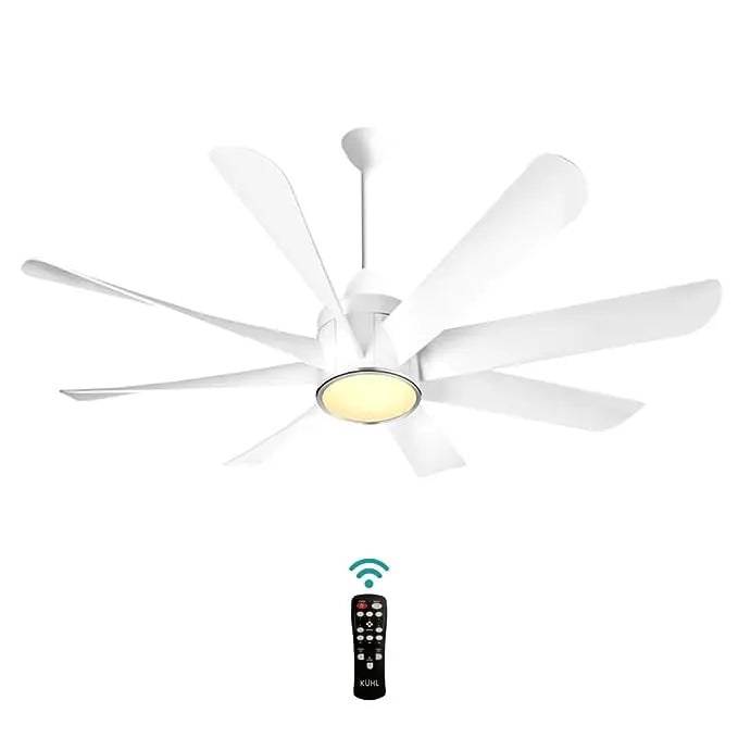 KUHL Platin D18 Stylish BLDC Fan | Low Power 30W | High Air Flow | 8 Aerodynamic ABS Blades | Low Noise | Down Light | 1200 mm sweep | Operate on Remote-Mobile-Alexa | Reverse Mode |5 Star Rated| Whit