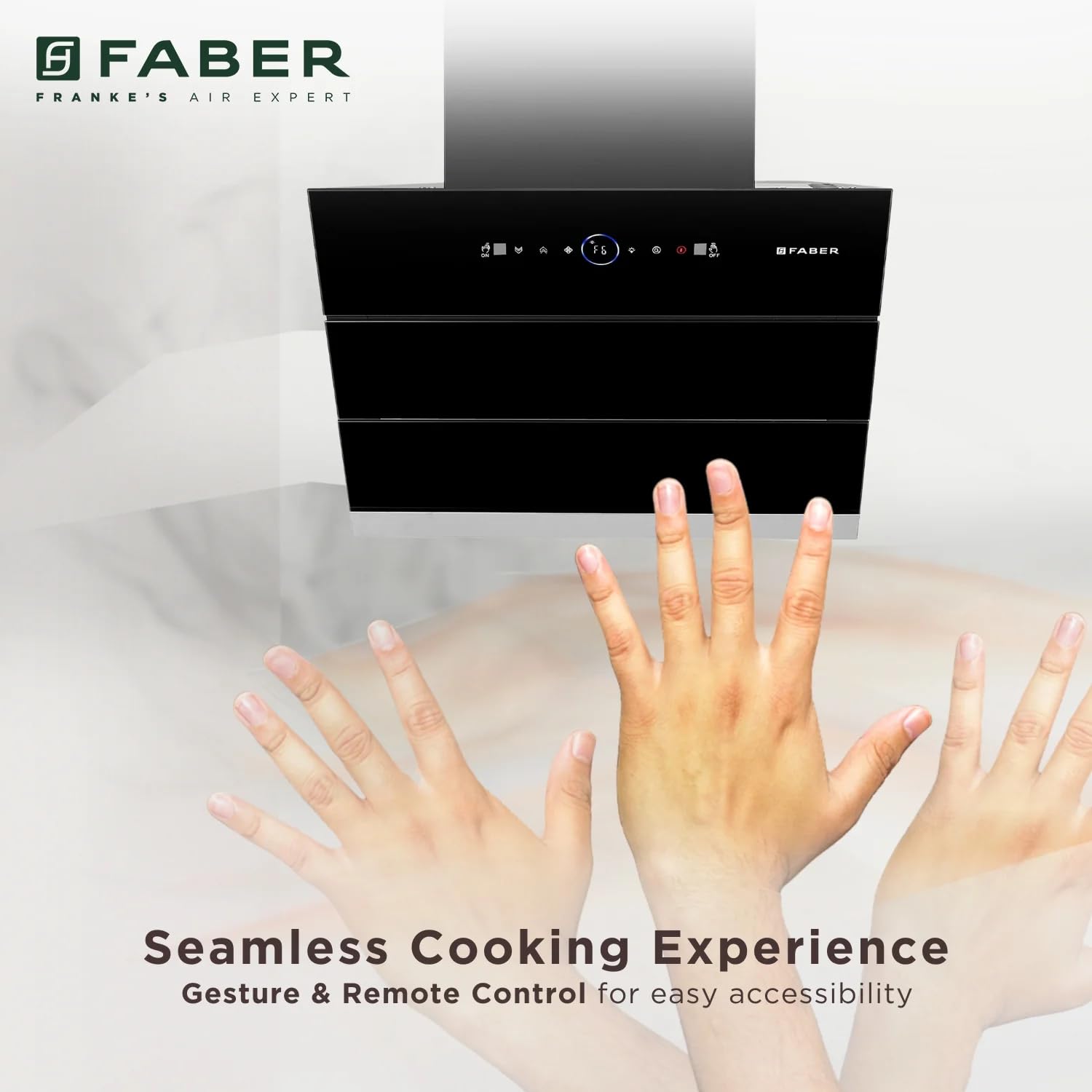 Faber 60 cm 1500 m³/hr Wall Mounted Kitchen Chimney (HOOD COMET BLDC FL HC BK 60, Filterless technology, Touch & Gesture With Remote Control, Black)