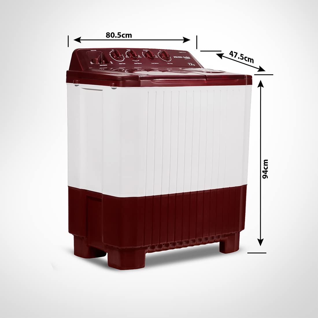 Voltas beko 7.2 kg Semi-Automatic twin tub Washing machine (WTT72) Burgundy