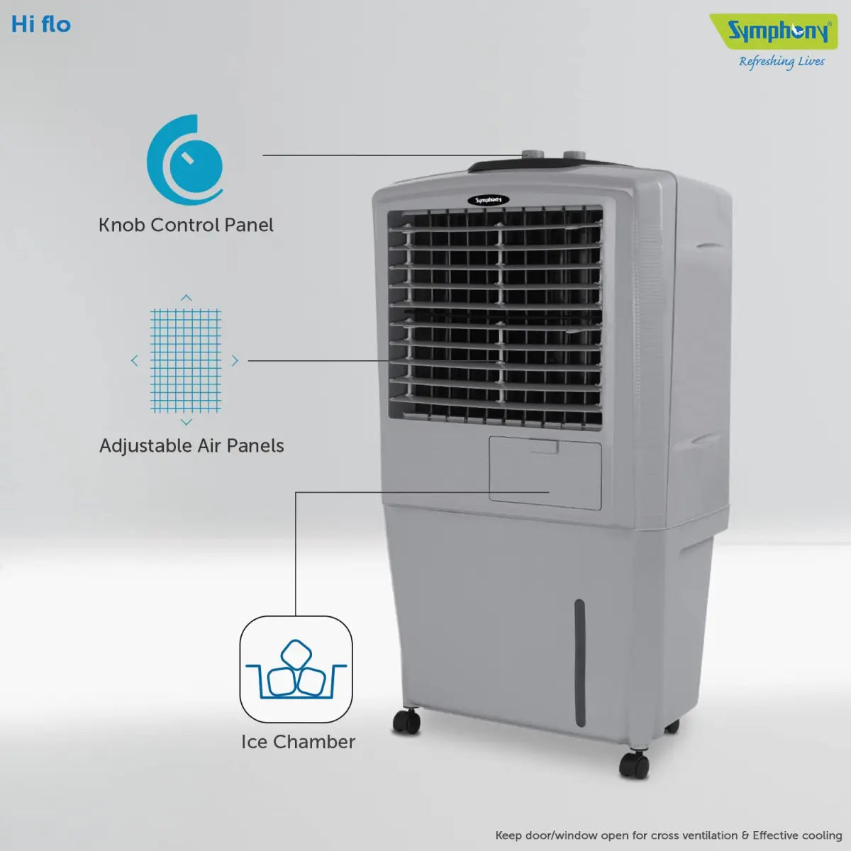Symphony HiFlo 27 Personal Air Cooler (27L, Gray)