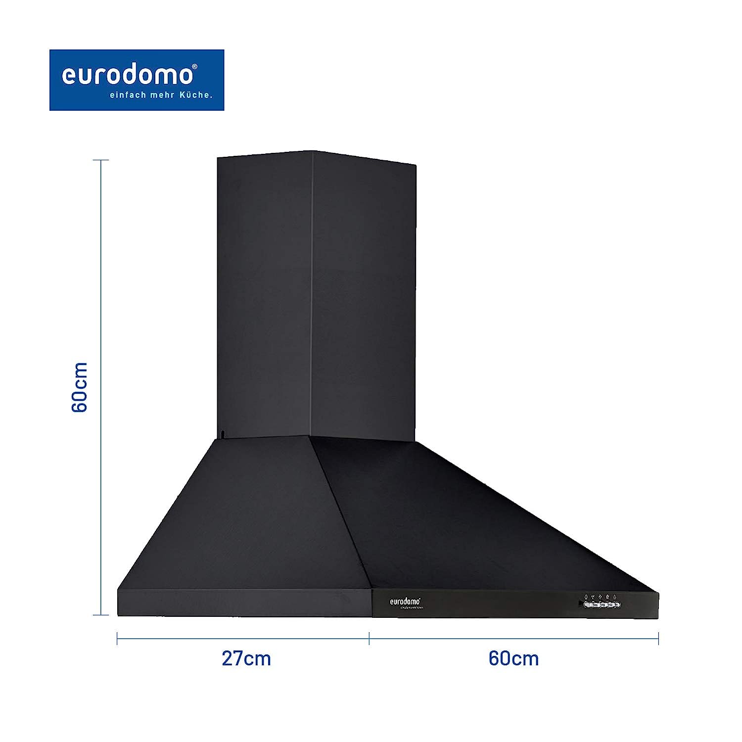 Eurodomo 60 cm 800 m??/HR Pyramid Kitchen Chimney (Hood Sapphire BK BF 60, Cassette Filter, Black)