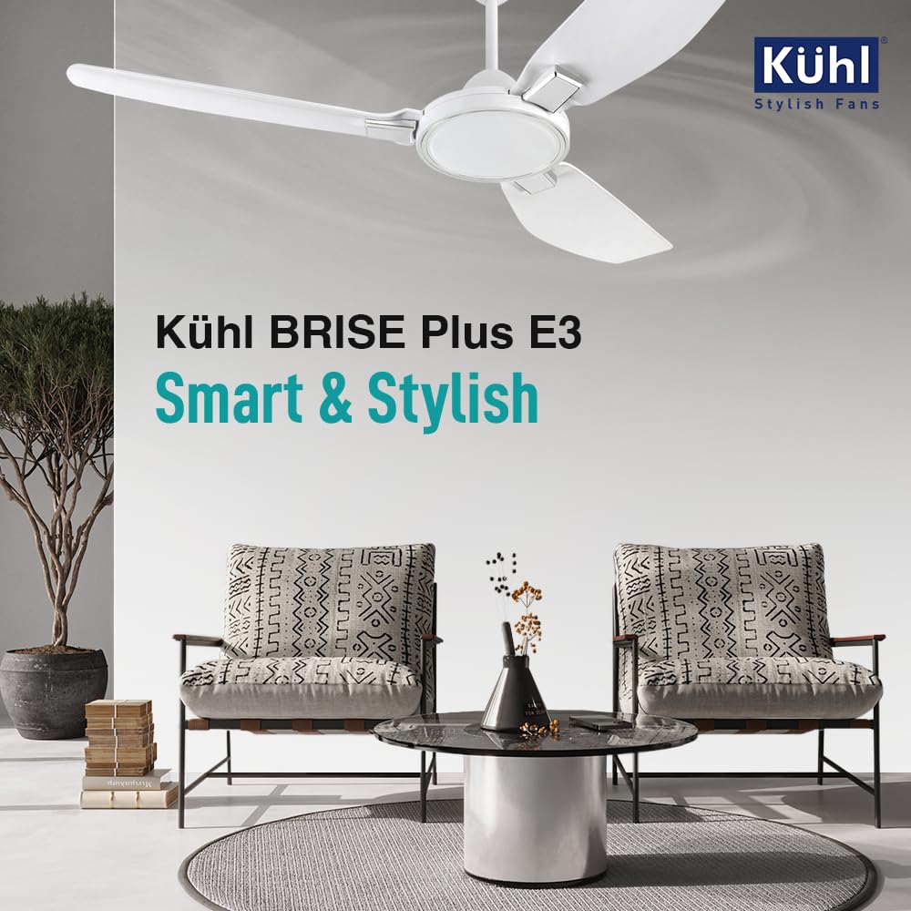 KUHL Brise Plus E3 1320 mm 65% Power Saving BLDC Ceiling Fan | BEE 5 Star Rated & ISI Marked | High Air Flow White