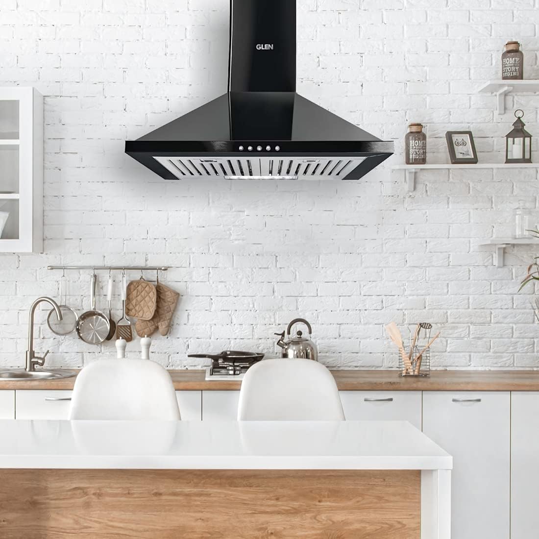 Glen Pyramid Ductless Kitchen Chimney 6050 Junior DX Black 60 cm 1000 m3/h
