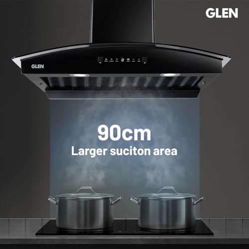 Glen 90 cm 1600 m3/hr BLDC Filterless Autoclean Kitchen Chimney with Heat Sensor (Fabia BLDC BLACK 90cm)