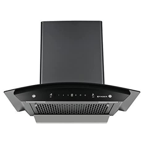 Faber 60 cm 1200 m³/hr Auto-Clean curved glass Kitchen Chimney (Hood Polo HC SC FL BK 60), Filterless technology, Touch & Gesture Control, Black)