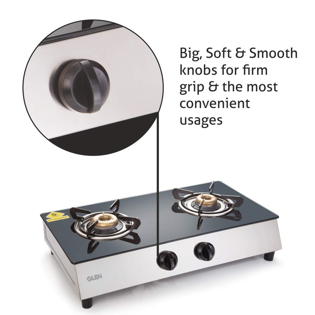 Glen 2 Burner Stainless Steel plus Glass Gas Stove 1023 GT Retro