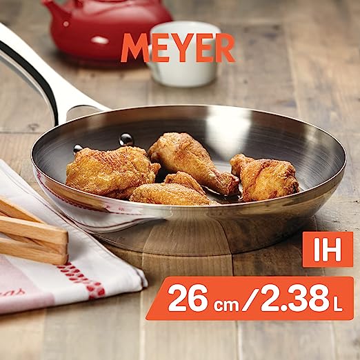 Meyer Select Stainless Steel Open Frypan Gas and Induction Base 70341 26cm Silver