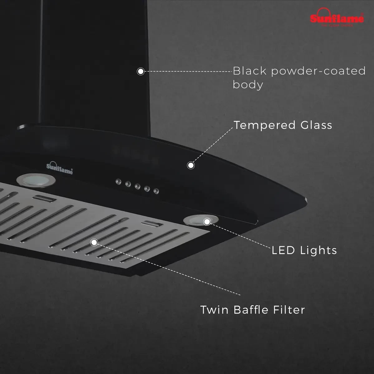 SUNFLAME CHIMNEY LOTUS 60 BK AC DX - 60 cm