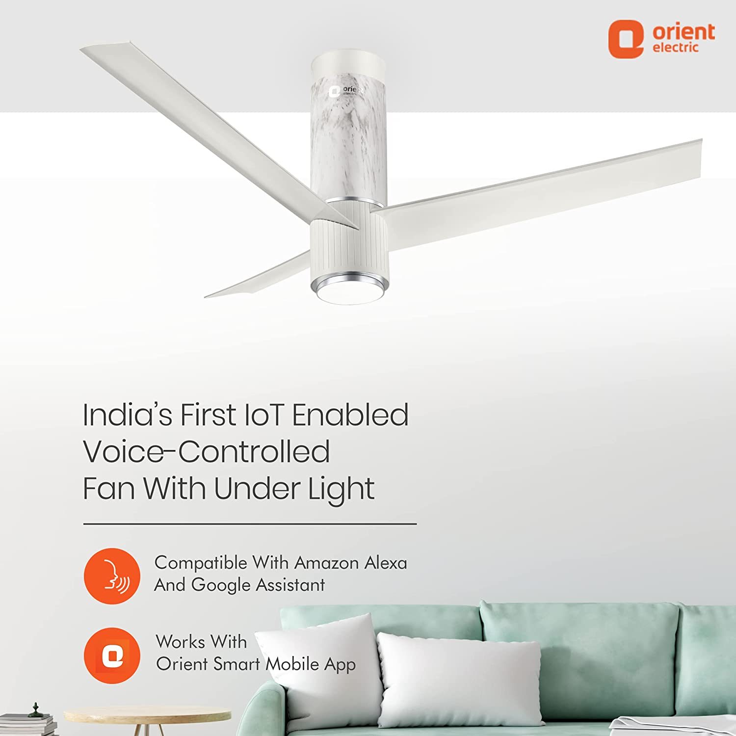 Orient Electric 1200mm Ceiling Fan Marble White