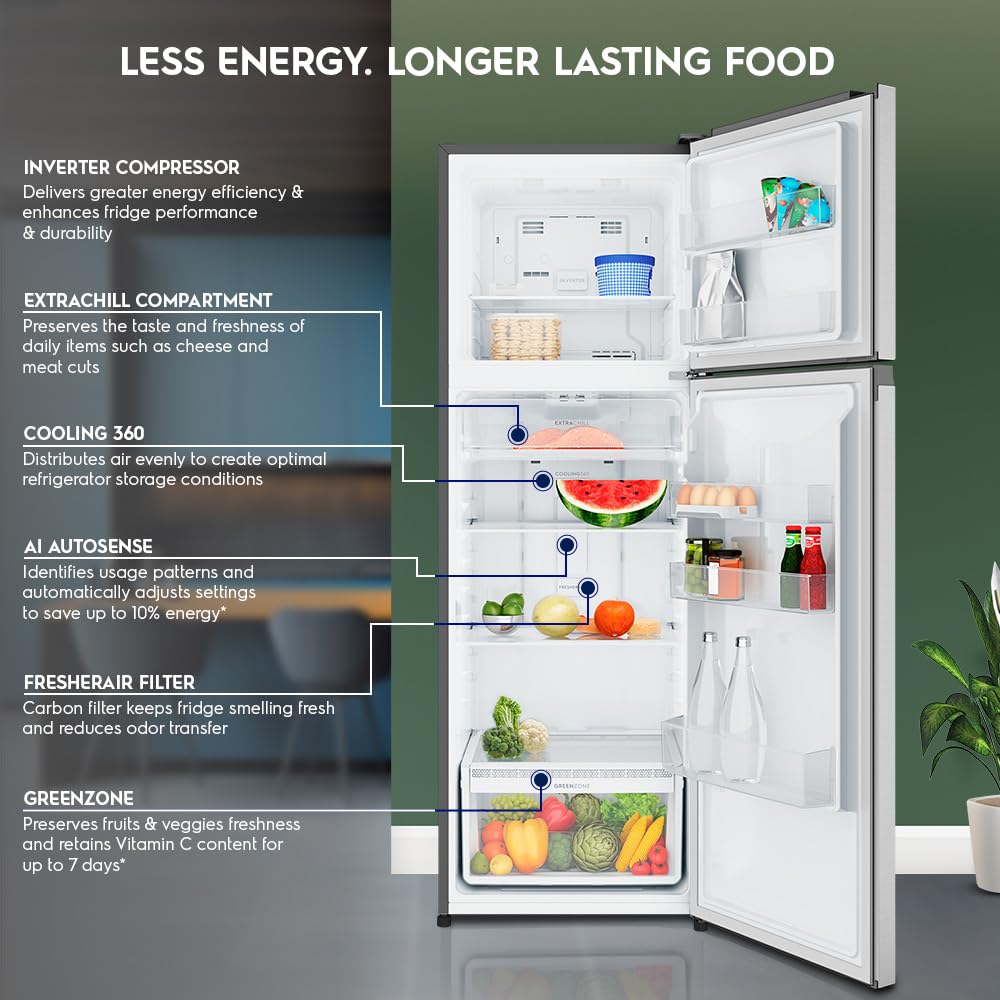 Electrolux 341L FF Double Door Fridge ETM3400L-S - Frost Free, Sleek Design