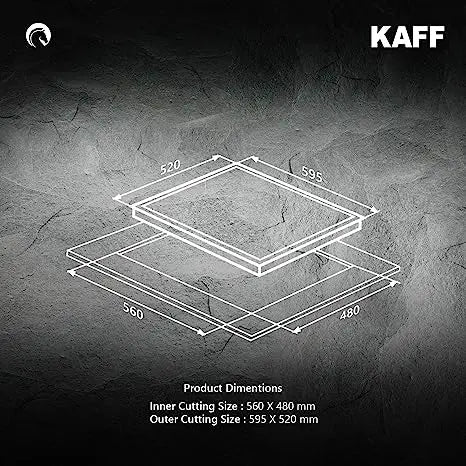 KAFF Built in Hob VRH 604 | Brass Burners Coated in Black | Metal Knobs | Auto Ignition