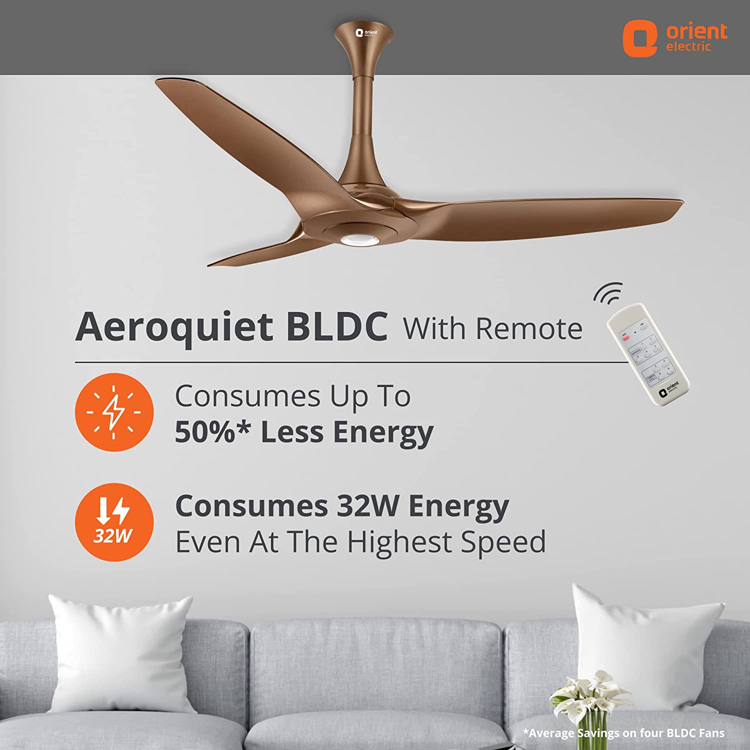 Orient Electric Aeroquiet BLDC Fan 1230 mm Caramel Brown