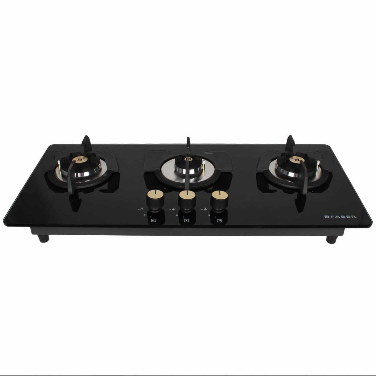 Faber Hobtop 3 Brass Burner Auto Electric Ignition Glass Top (Maxus HT803 CRS BR CI AI) Black