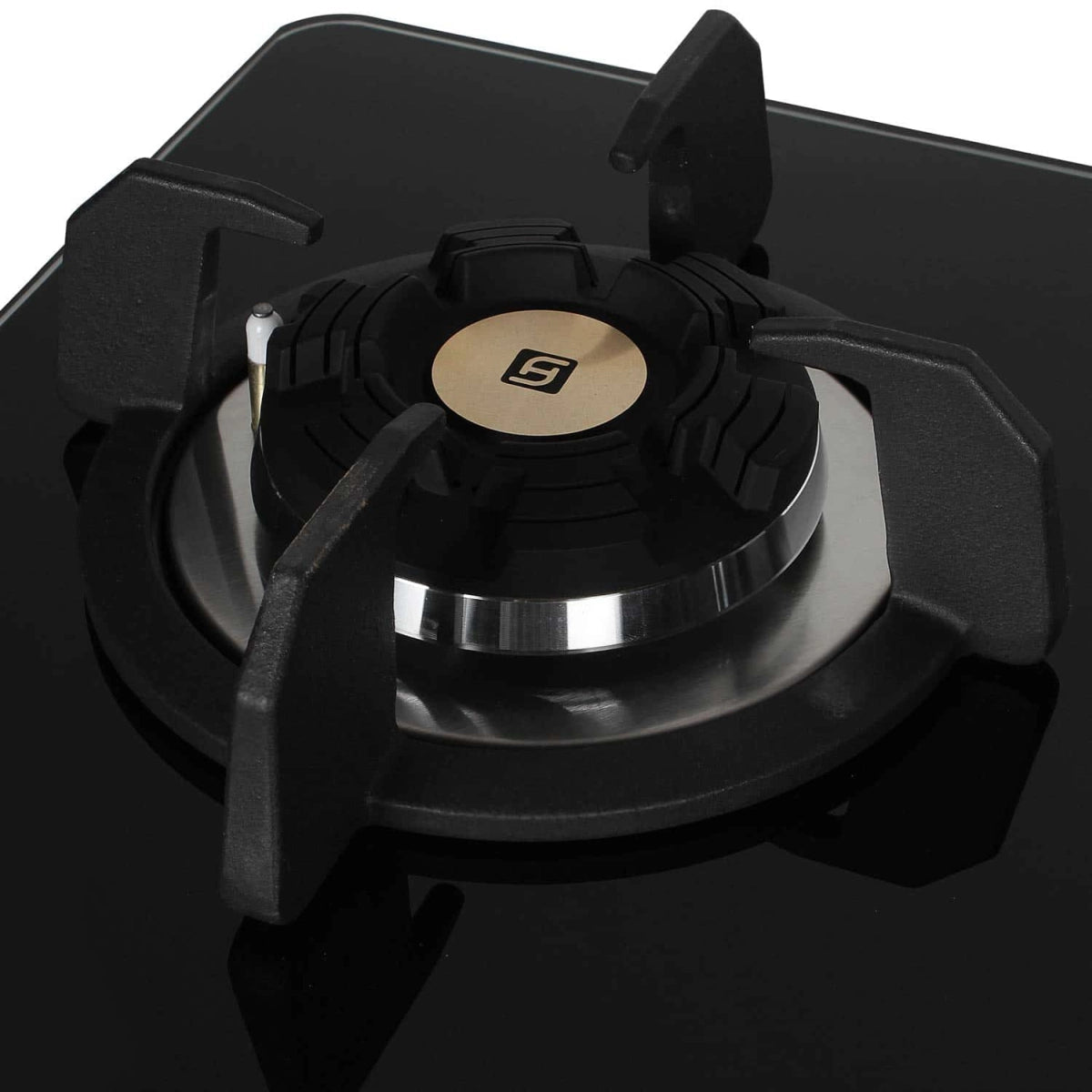 Faber Hobtop 3 Brass Burner Auto Electric Ignition Glass Top (Maxus HT803 CRS BR CI AI) Black