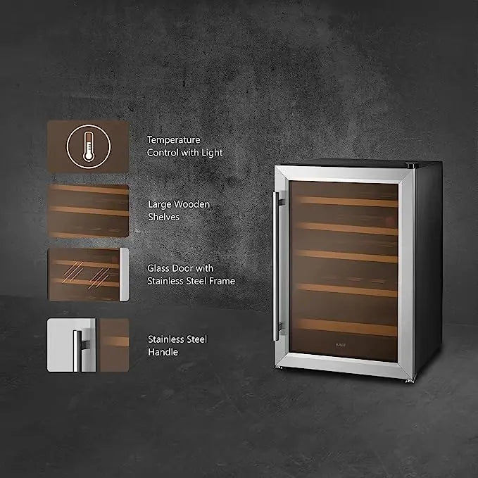 Kaff KWC 62 | Wine Cooler| Capacity -16 Bottles | Wine Chiller | Inner Glass with UV-Protection.
