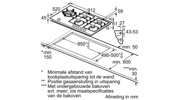 Siemens ER9A6SD70 iQ700 gaskookplaat 90 cm zwart GAS HOBS