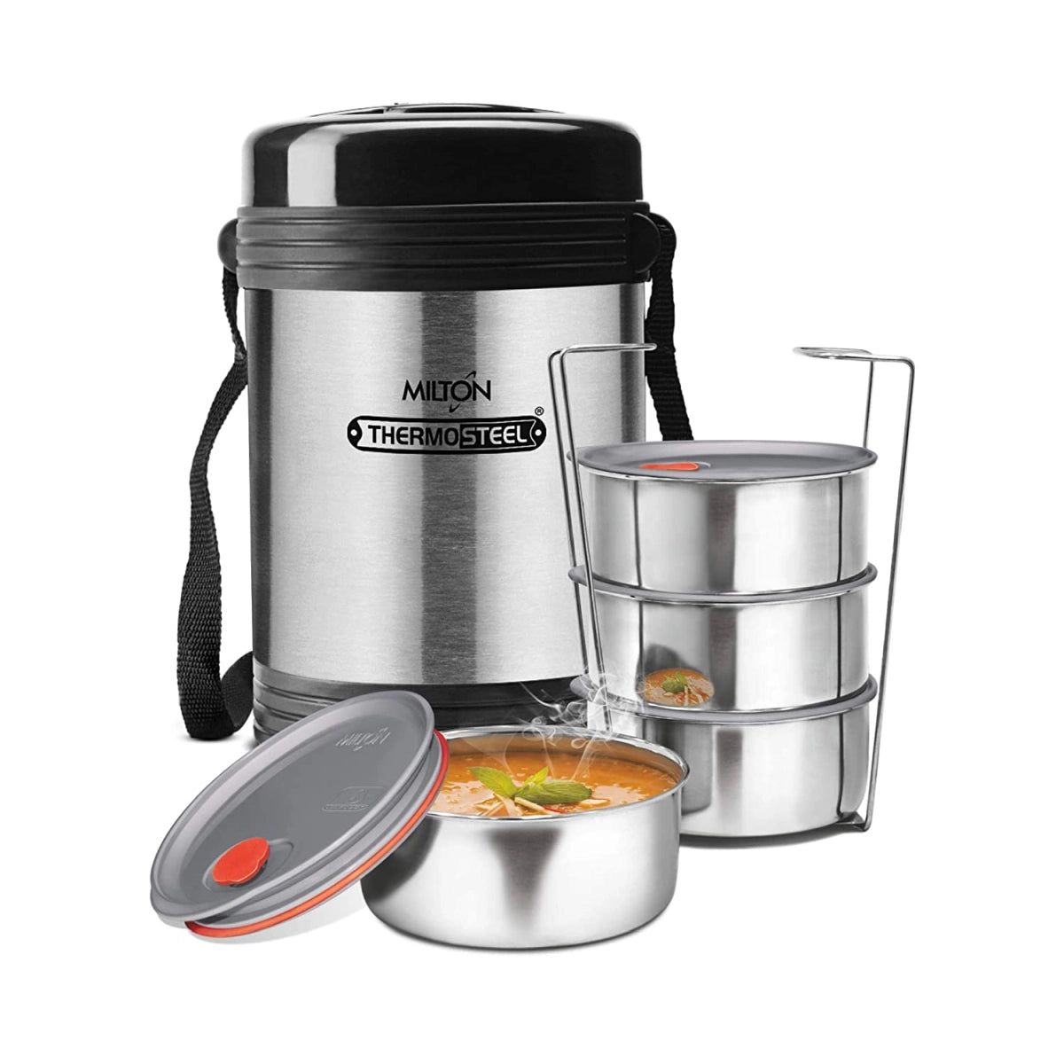 Milton Legend Stainless Steel Lunch Box (Silver) - 4 Container
