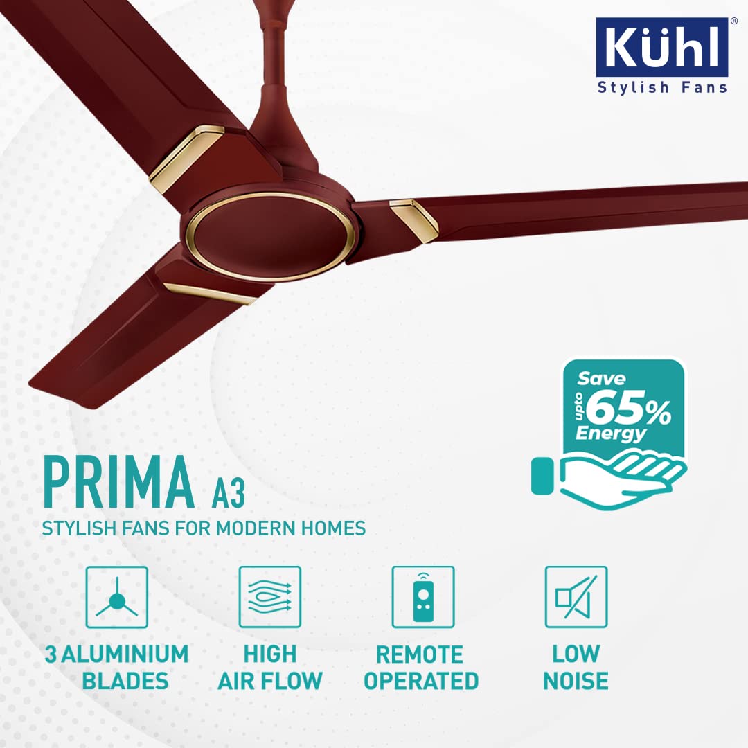 KUHL Prima A3 Stylish BLDC Fan Low Power 28W Marked Brown