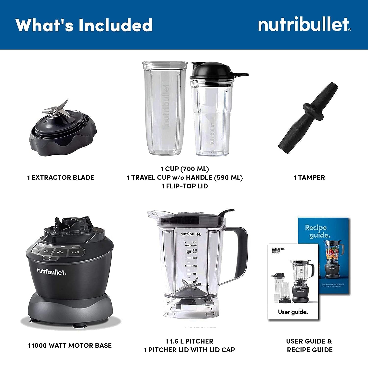 The Original Nutribullet 1000W Combo Blender: USA's #1 Mixer, Grinder, Smoothie Maker, Food Processor