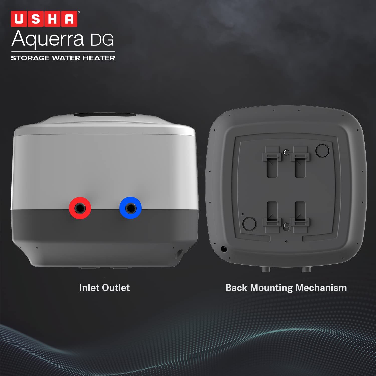 Usha Aquerra Dg 15 Litre 5 Star Digital Storage Water Heater With Remote (White), Wall Mounting