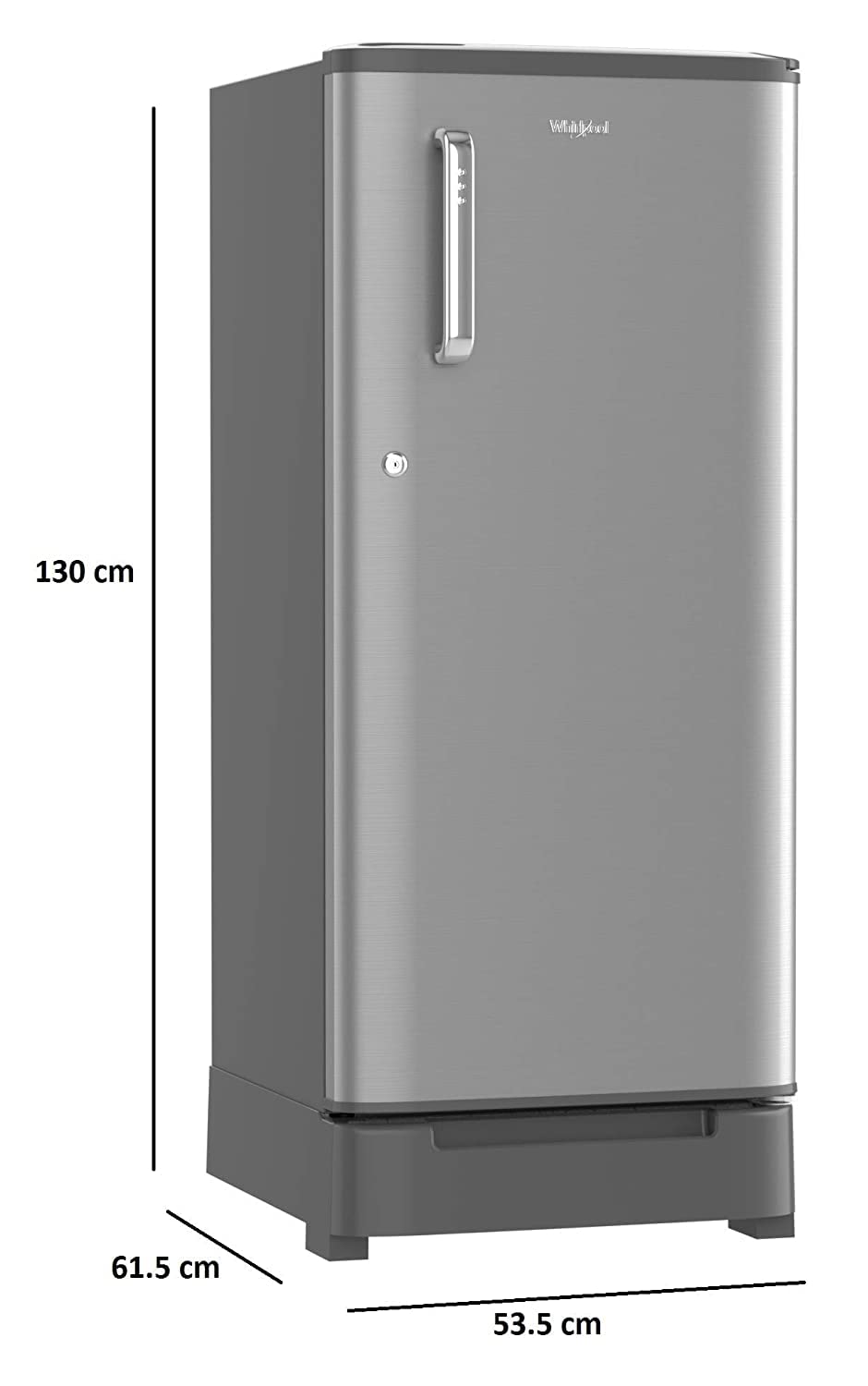 Whirlpool 184 L 3 Star Direct-Cool Single Door Refrigerator (205 WDE ROY 3S MAGNUM STEEL-Z, Magnum Steel,Grey, Base Stand with Drawer, 2023 Model)
