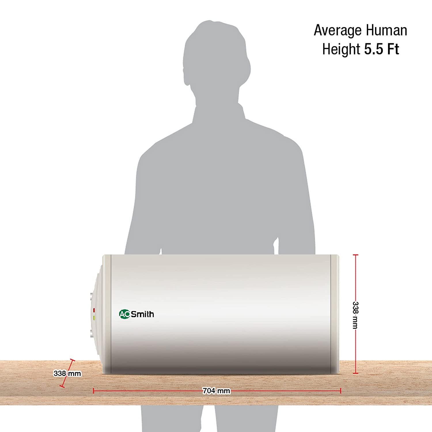 AO Smith HAS-X1-025-LHS Storage 25 Litre Horizontal Water Heater White