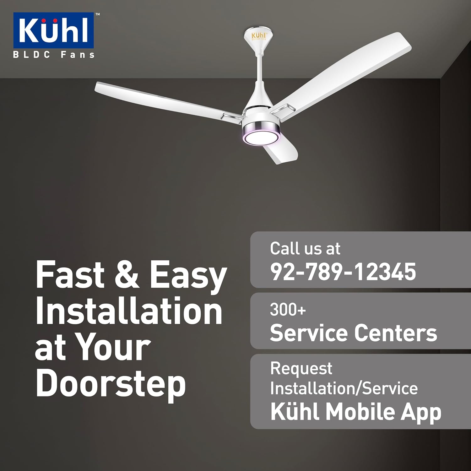KUHL Arctis A9 1200mm BLDC Ceiling Fan with Remote | BEE 5 Star & ISI Marked | 65% Power Savings | Down Light