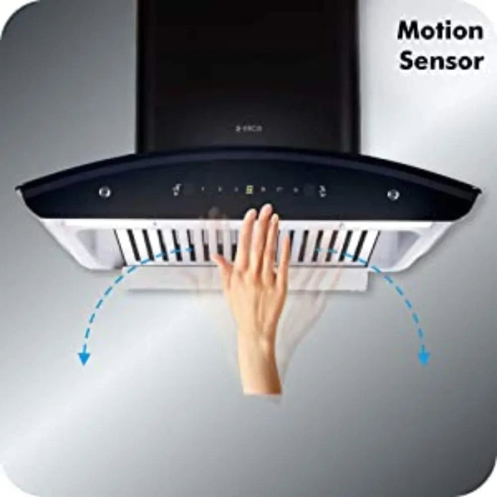 Elica 60 cm 1425 m3/hr Auto Clean Chimney (WD TBF HAC 60 MS NERO, 2 Baffle Filters, Touch + Motion Sensor Control, Black)