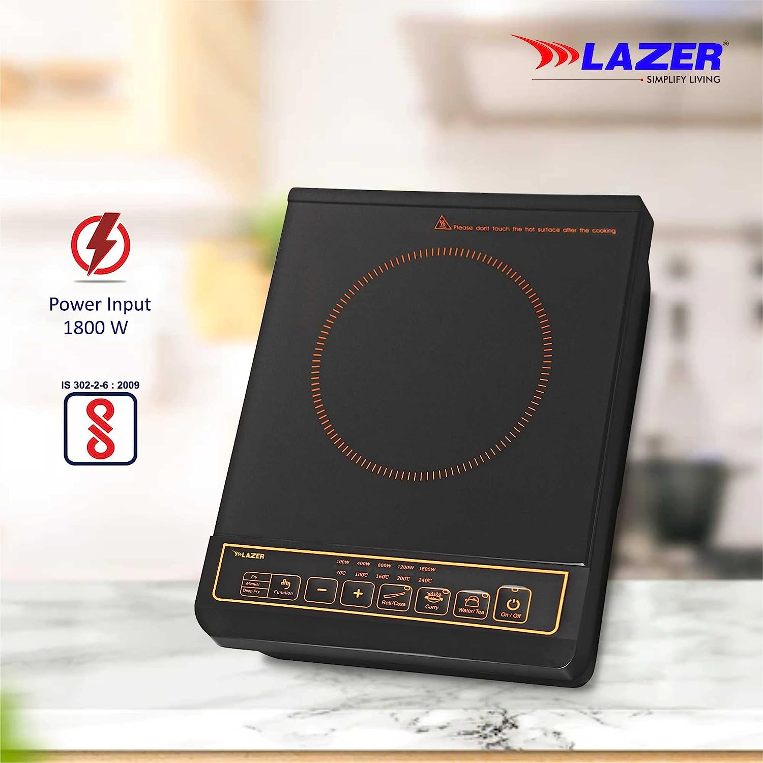 Lazer Topaz 1800w Glass Induction Cooktop With Auto Power Saving Mode(Black)