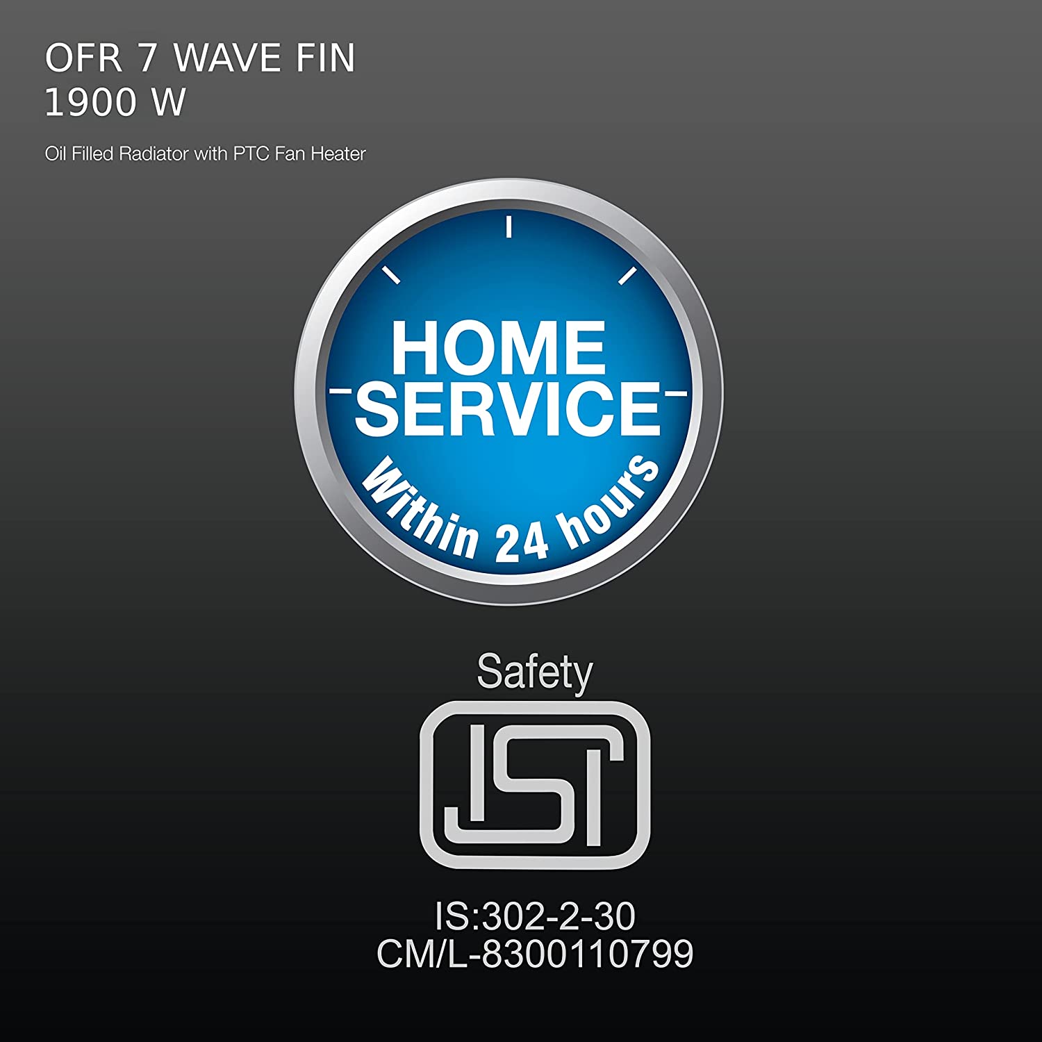 Havells OFR 7 Wave Fins with Fan 1900 watt (Black),GHROFBYK190