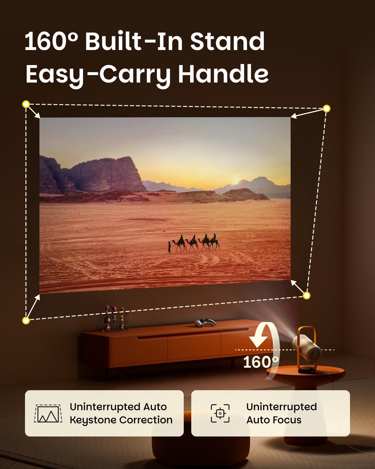 Xgimi Vibe One 1080p Full HD Projector, Official Netflix & Google TV, Supports 4k Ultra HD, Built-in Battery