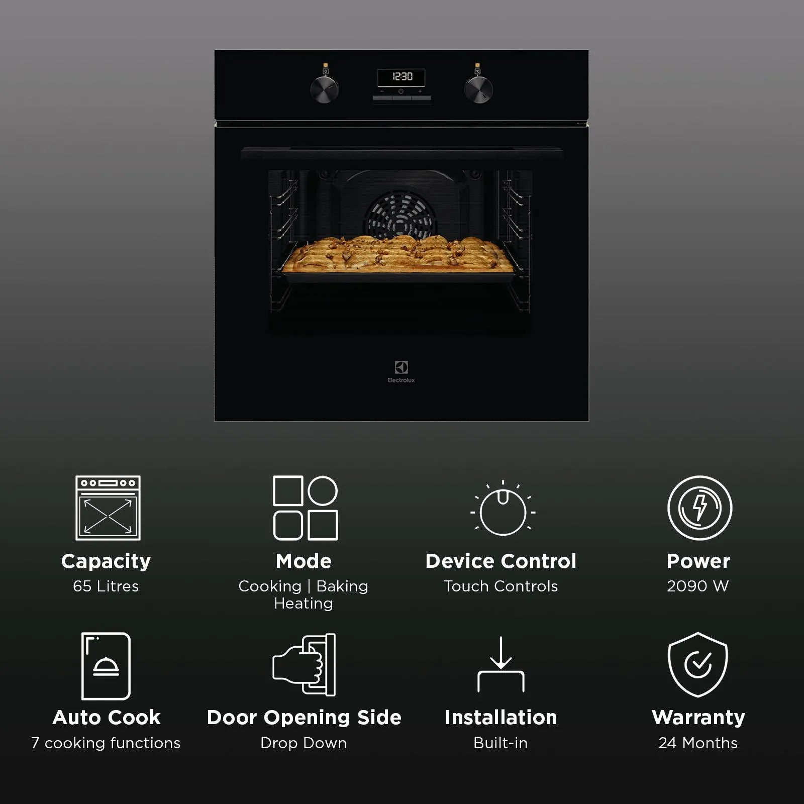 Electrolux KOIGH00KA UltimateTaste 500 60cm Built-in Single Oven - 72L Cap.