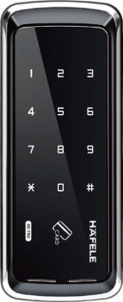 hafele 912.20.480 Black and Chrome RE Tro Digital Lock For Glass Doors with RFID and Keypad Password For Standard Door Thickness