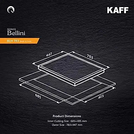 Kaff Glass Built in Hob BLH 783 with Auto Electric Ignition, Black