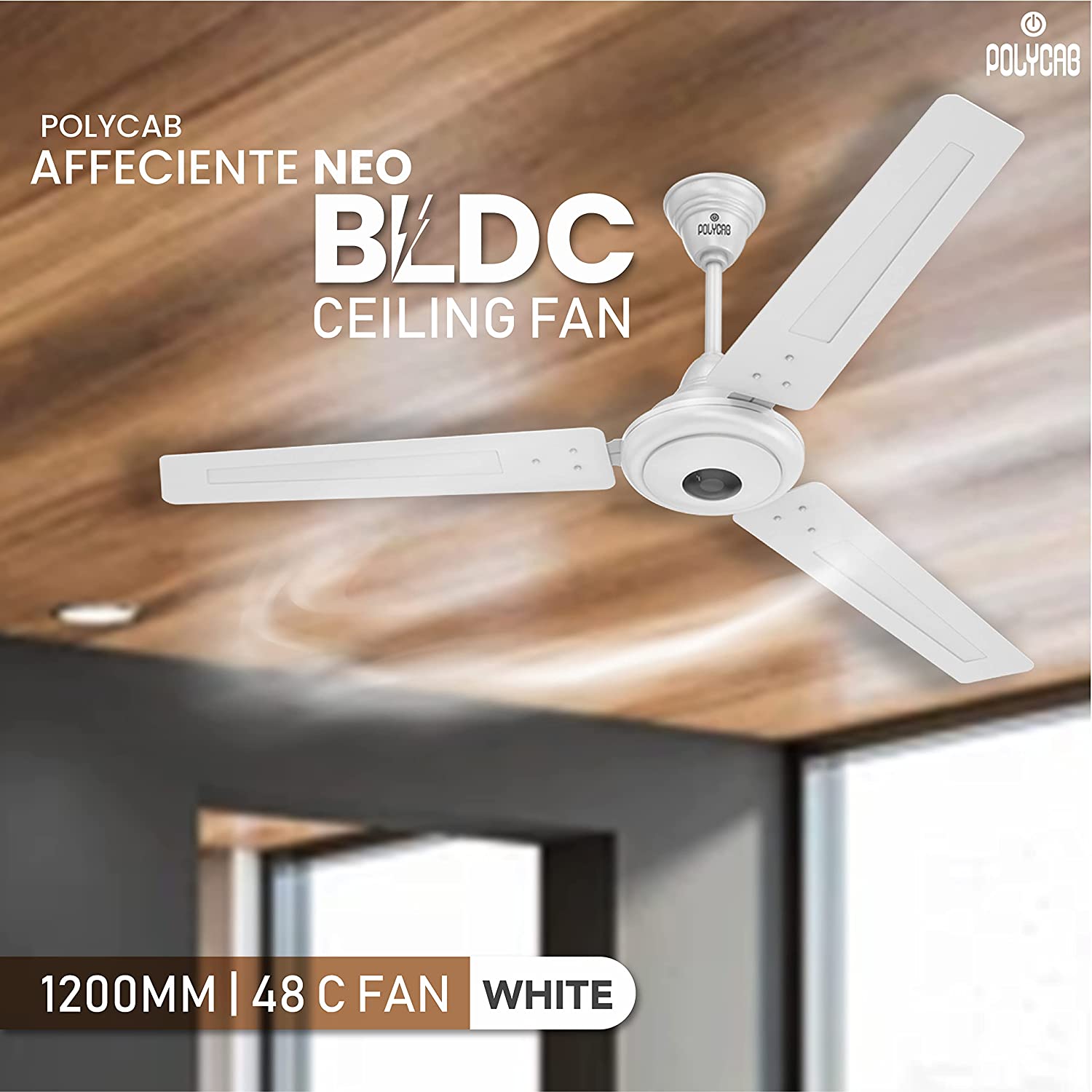 பாலிகேப் அஃபெசியன்ட் நியோ BLDC 1200மிமீ சீலிங் ஃபேன் வெள்ளை