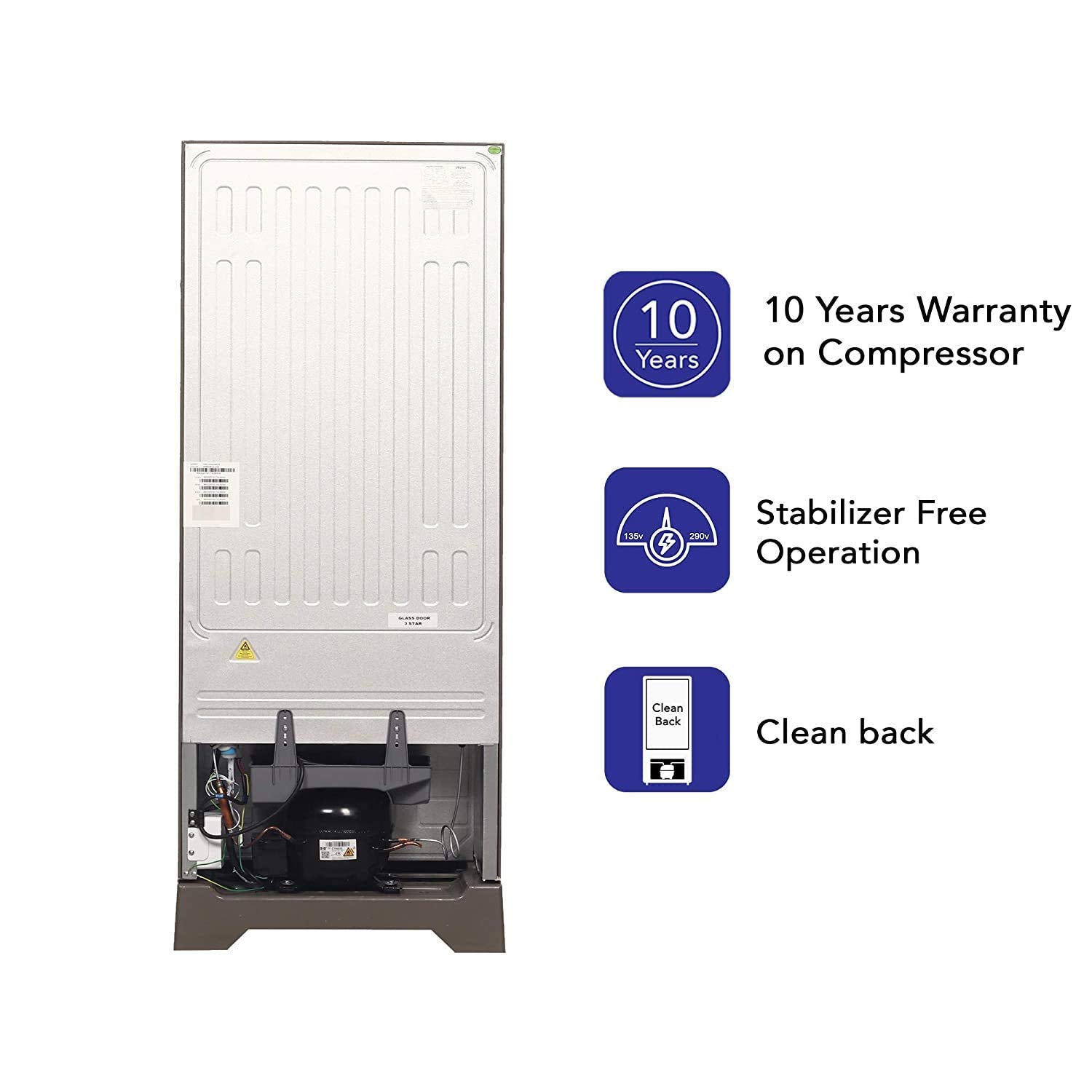 Haier 192 L 3 Star Single Door Refrigerator (HRD-1923PMG-E, Mirror Glass, Base stand)