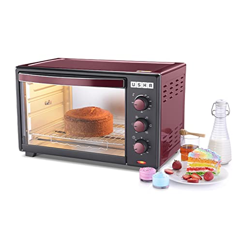 Usha 3635RC 35L Oven Toaster Grill with Rotisserie and Convection for 360 degree even cooking, 1600 W, 6 mode Heating Function(Wine & Matte Black)