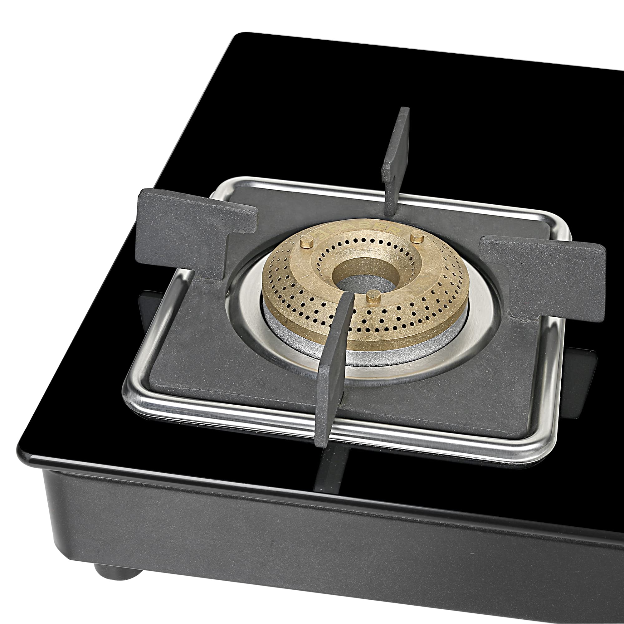 Faber Glass Top 3 Burner Gas Stove (Hob Cooktop Pearl 3BB BK) with Jumbo Burner, Diamond Coated Pan Support, Manual Ignition, Black
