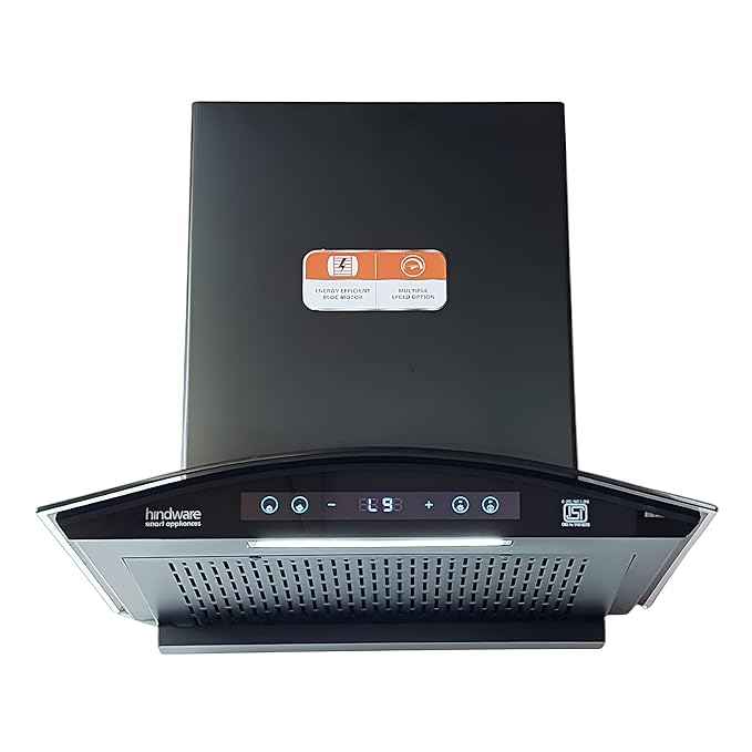Hindware DIVINA BLDC 60 cm Chimney | Newly Launched | 1400 CMH | Auto Clean | Filterless | 9+1 Speed Motion Sensor | 2025 Model Wall Mounted (Black)